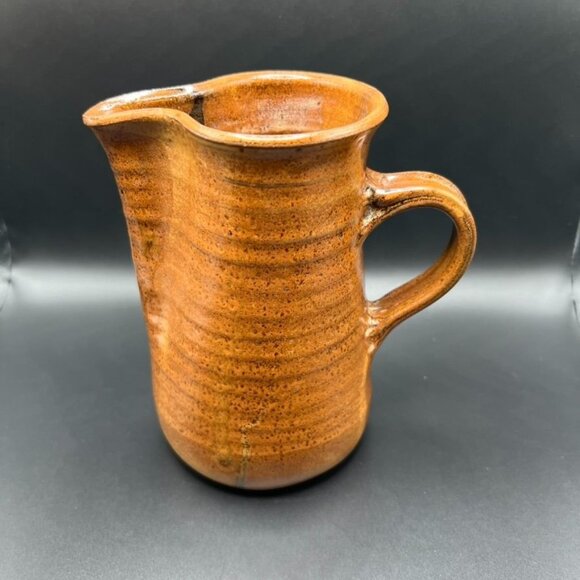Studio Art Pottery Pinched Pitcher Stoneware Farmhouse Earthtones Signed - Picture 3 of 9